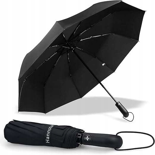 Parasol parasolka składana poręczna czarna średnica 105 cm z pokrowcem