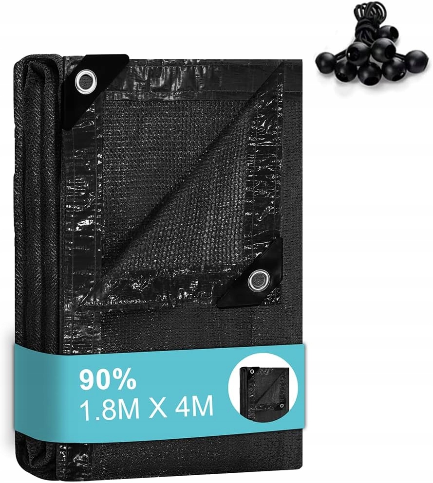 Siatka cieniująca z ochroną UV do ogrodu 90% 1.8x4m czarna