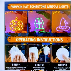 Neon hallowenowy dekoracja świetlna dynia czapka z przyssawką 3szt 20x47cm