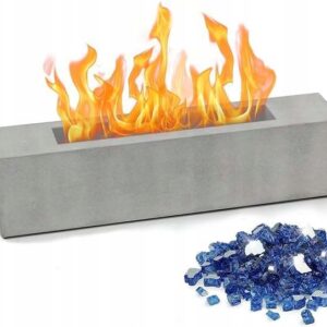 Palenisko Kominek stołowy prostokątne Przenośne 38x8,5cm Jasno Szary